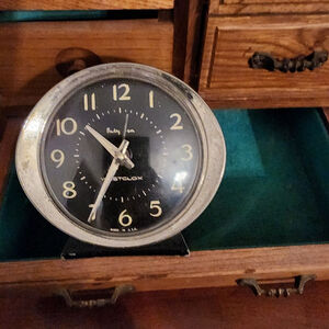 Vintage Westclox Clock. Baby Ben Wind-up. Black & Silver Alarm Clock.